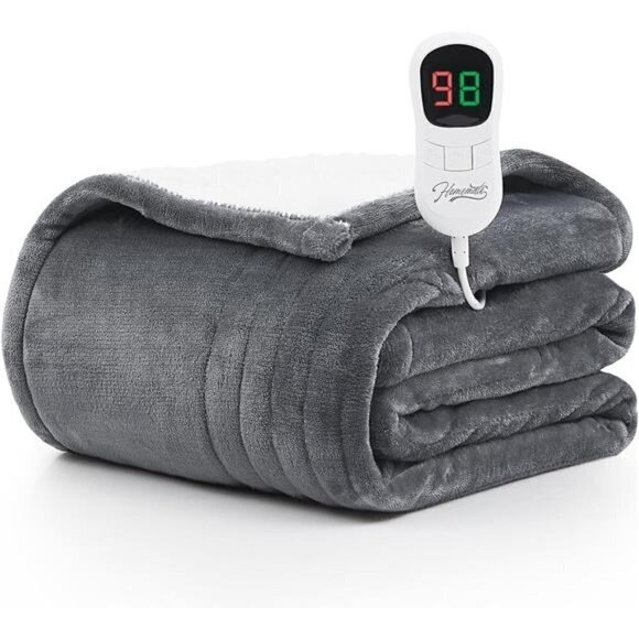 Heated Blanket Electric Throw - 50"x60" 1/2/4/6/8 Hours Auto-off 10 Heat Level - Picture 1 of 6